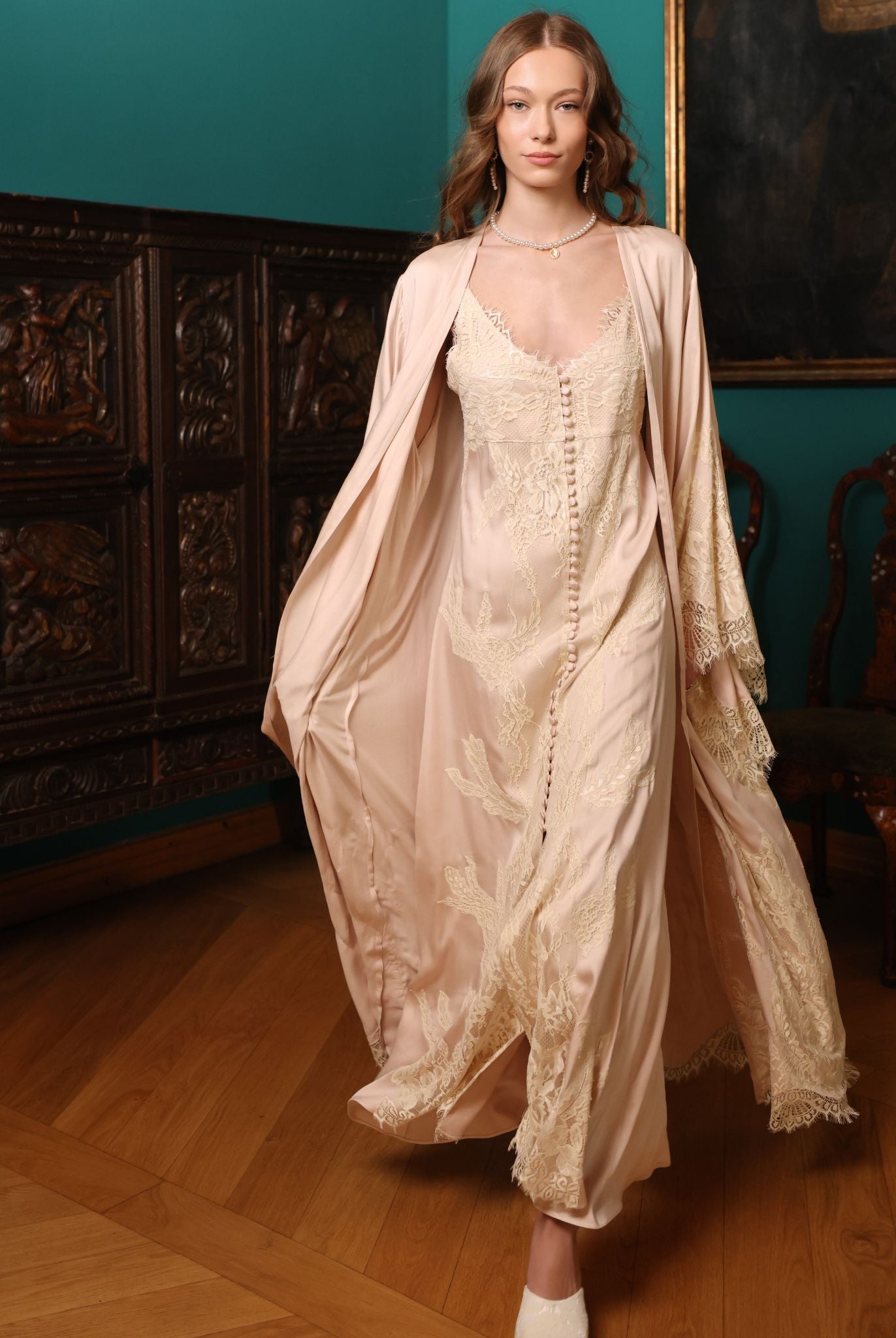 A spirited shot of the flowing rayon fabric in motion, capturing the essence of relaxed elegance at home.