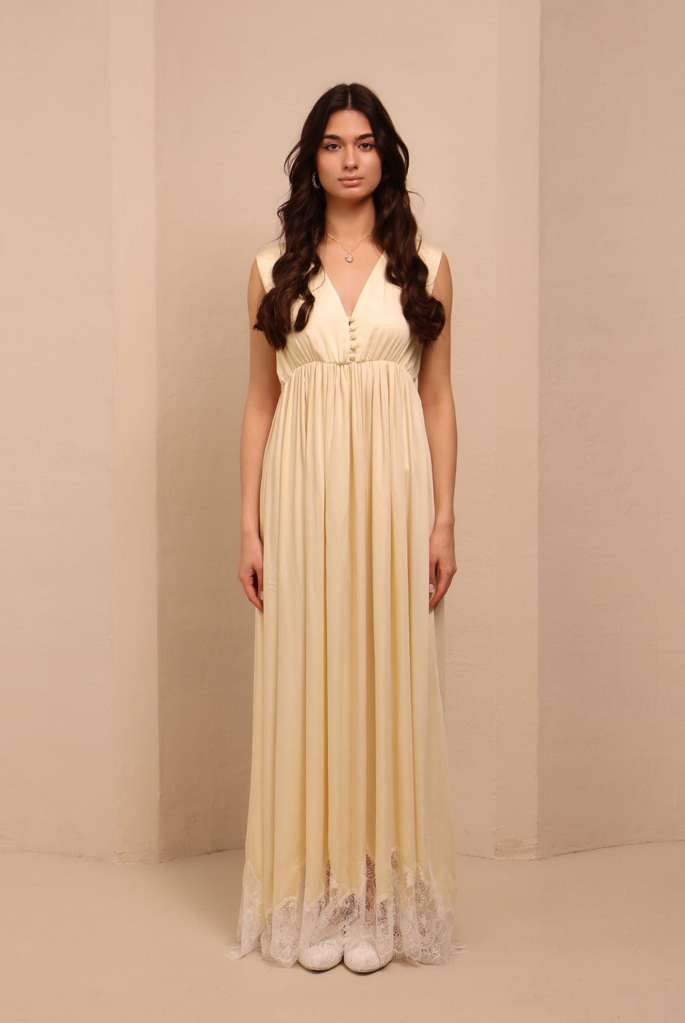 A serene portrait of the nightwear, capturing the sense of quiet luxury and the soft texture of the rayon fabric.