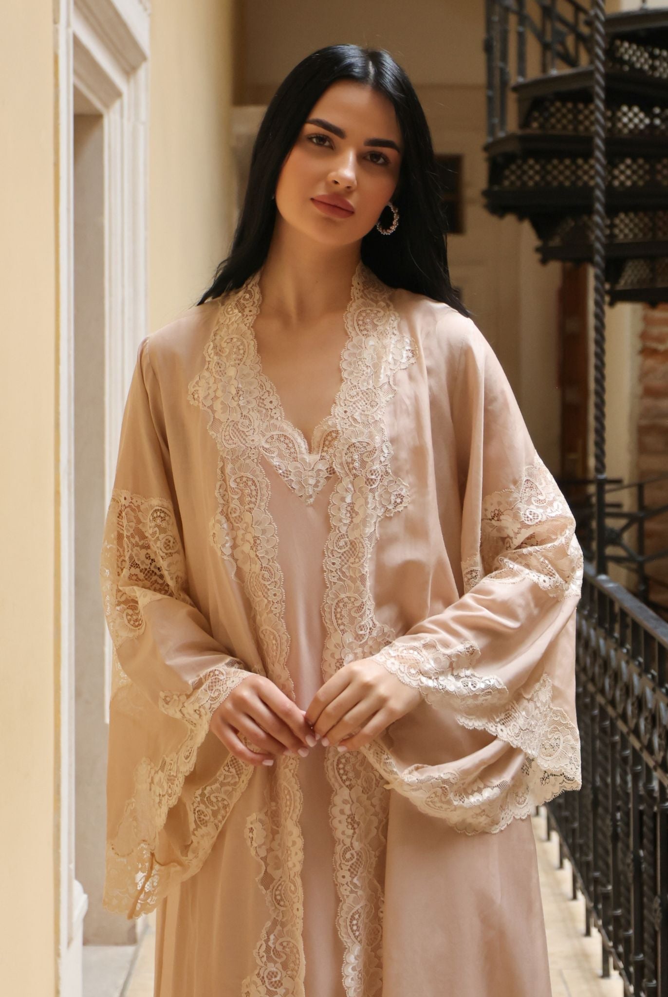 A mid-length shot of the full ensemble, illustrating the refined charm and peaceful experience of the maternity design.