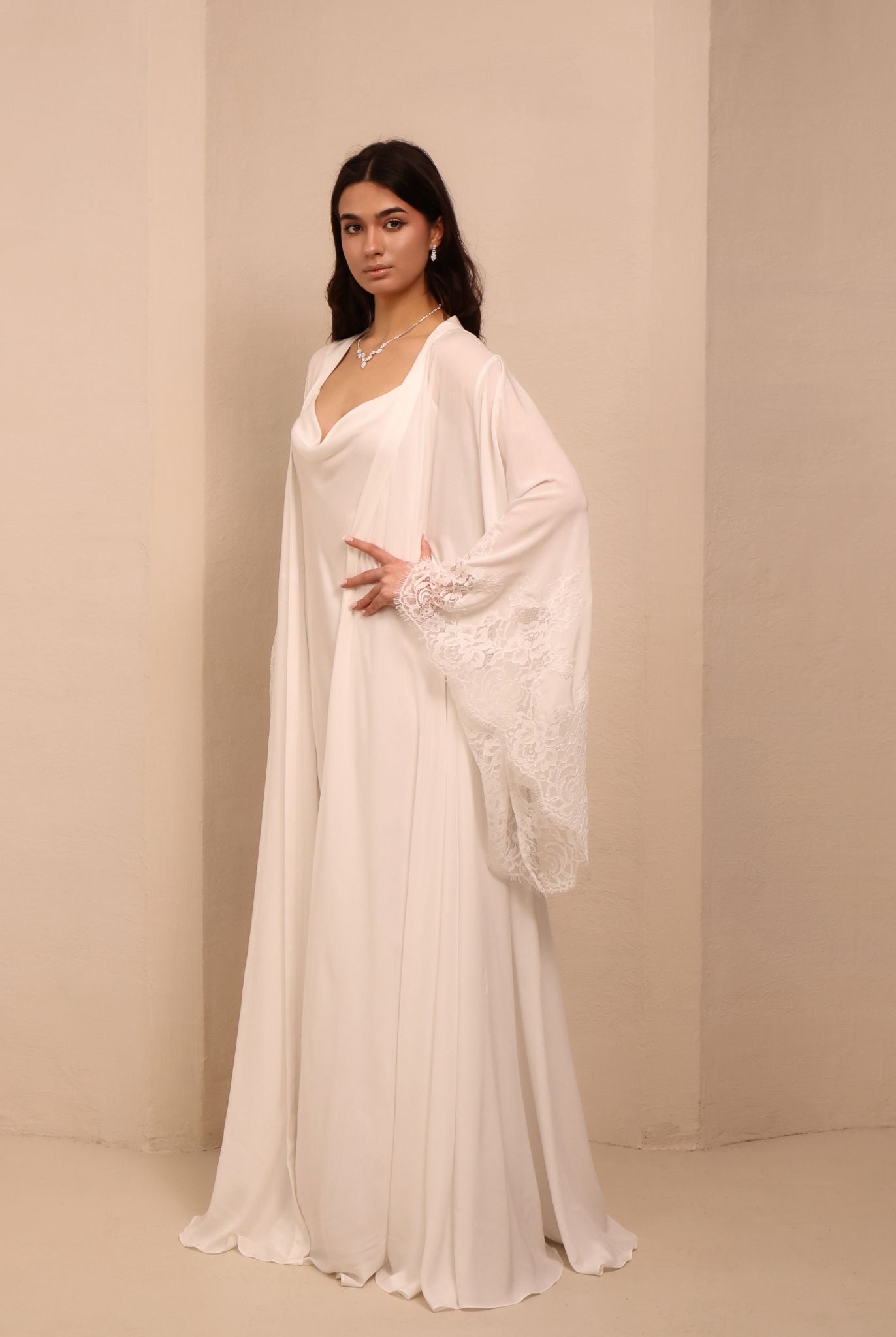 A static full-length view of the attire, illustrating a silhouette that feels like a starlit rendezvous.