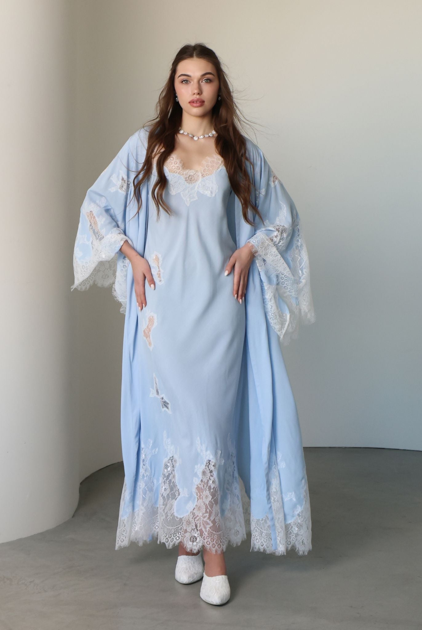 A poised frontal shot of the ensemble, designed for those who appreciate timeless style and gentle materials.
