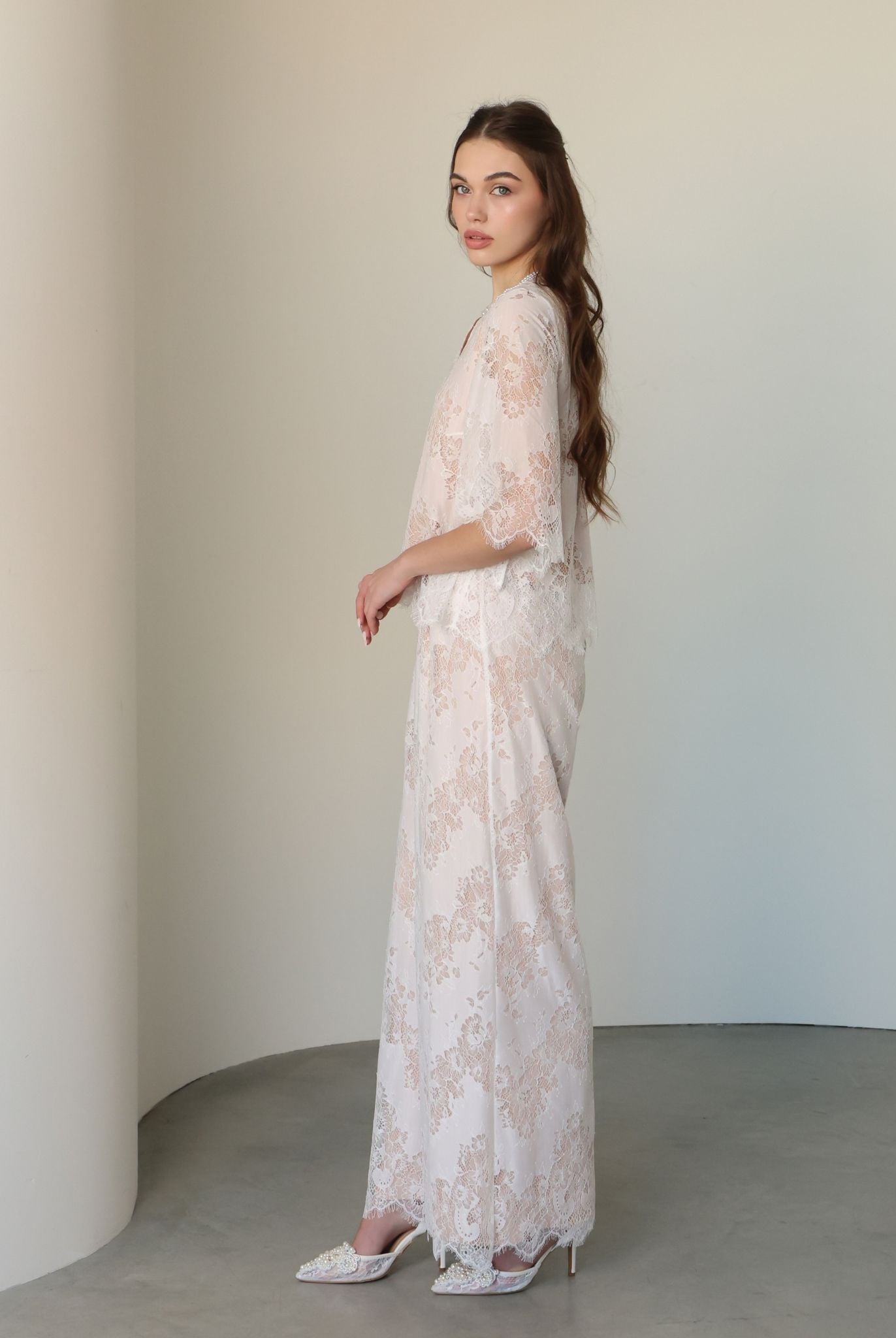 Side perspective of the Cotton Pyjamas, illustrating the relaxed fit and exceptional comfort for home.