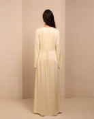 Rear view of the nightdress in a relaxed fit, highlighting the clean lines and the natural comfort of the material.