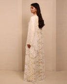 Side perspective of the modest ensemble, showcasing the breathable drape and refined silhouette of the long robe.