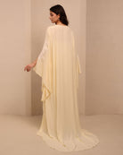 A full-length back view of the Robe and Nightgown Set, emphasizing the graceful flow and the elegant train.