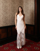 A clear shot of the sleeveless sleepwear, highlighting the modest elegance and contemporary luxury of the design.