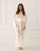 Elegant lace wedding robe for brides with romantic sheer silhouette – Kafemme