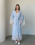 A static view of the Robe and Nightgown Set tied at the waist, illustrating a sophisticated and refined look.
