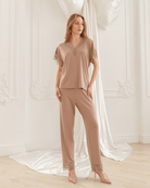 Full-length view of the Pants and Shirt Pyjamas Set, highlighting the relaxed fit and natural drape of jersey fabric.