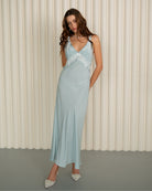 Kafemme light blue nightdress with lace trim – front angle