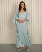 Kafemme light blue viscose robe and nightgown set – front view