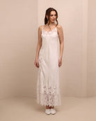 Frontal view of the nightgown with adjustable straps, designed for a perfect fit and breathable cotton comfort.