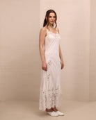 A three-quarter view of the nightgown, focusing on the graceful fit and the airy, feminine design.