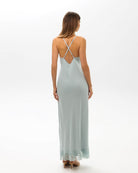 Rear perspective of the nightdress, featuring a strappy back with length regulation for a perfect, flattering fit.