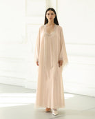 Static front view of the complete Cotton Robe and Nightgown Set, designed for a balance of simplicity and sophistication.