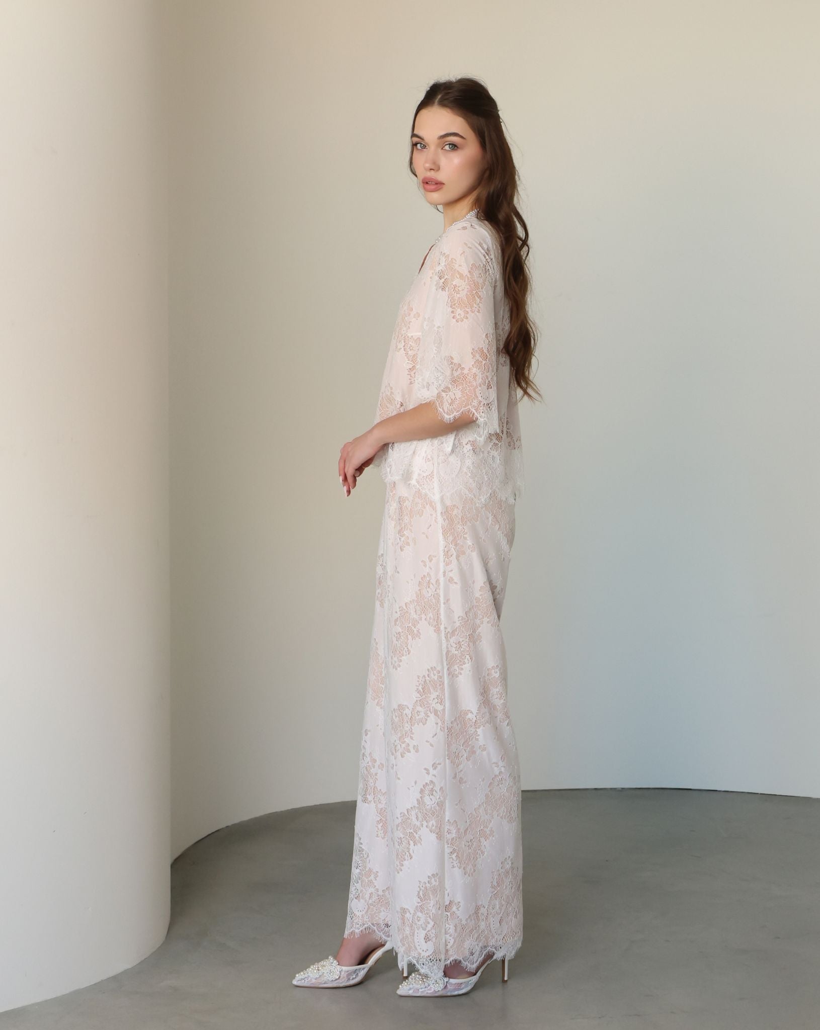 Side perspective of the Cotton Pyjamas, illustrating the relaxed fit and exceptional comfort for home.
